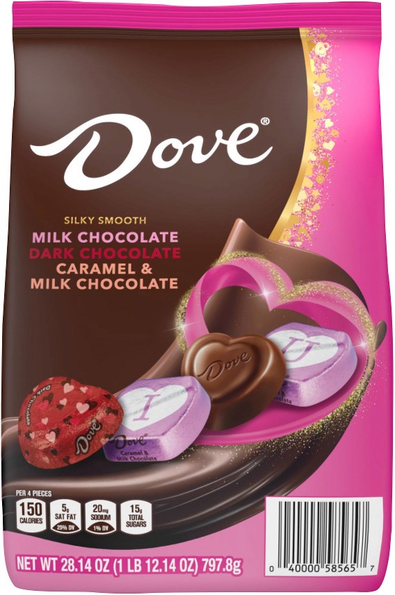 Promises Milk & Dark Chocolate Valentines Day Gift Assortment, Bulk Candy Bag, 28.14 oz.