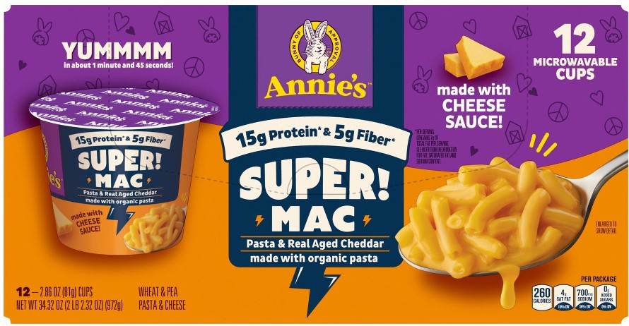 Real Aged Cheddar Microwavable Mac & Cheese, Supermac Protein Cups, 12 ct./2.86 oz.