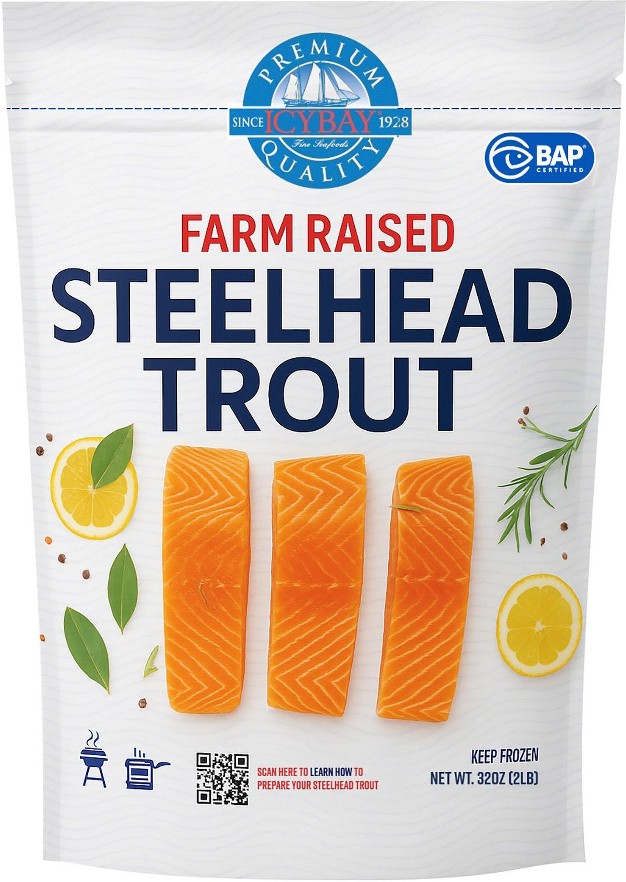 Steelhead Trout Portions, Skinless, Boneless, 32 oz.