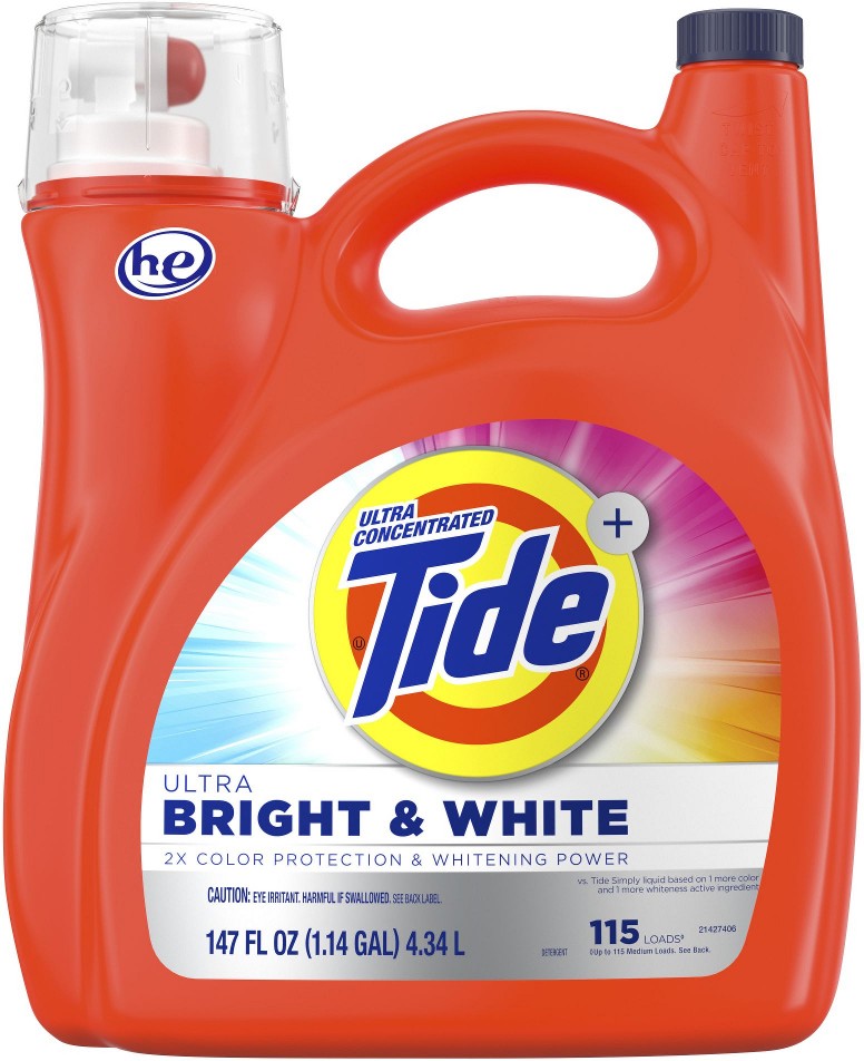 Ultra Bright & White Liquid Laundry Detergent, 115 loads/147 fl. oz.