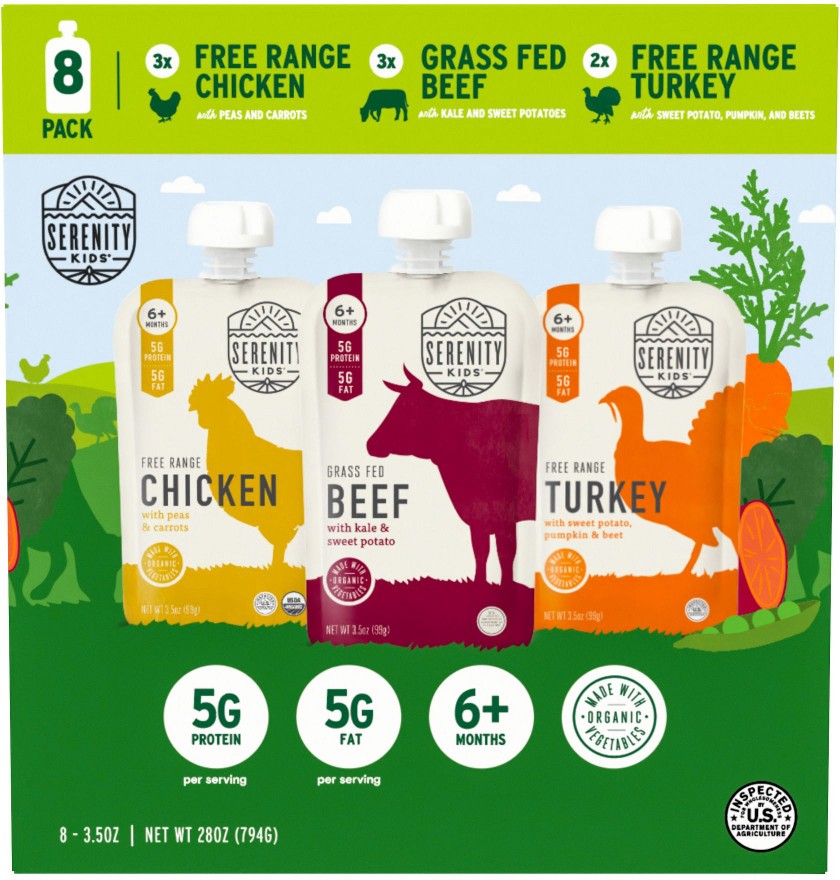 Chicken, Beef & Turkey Meat & Organic Veggies Baby Food Variety Pack, 8 ct./3.5 oz.
