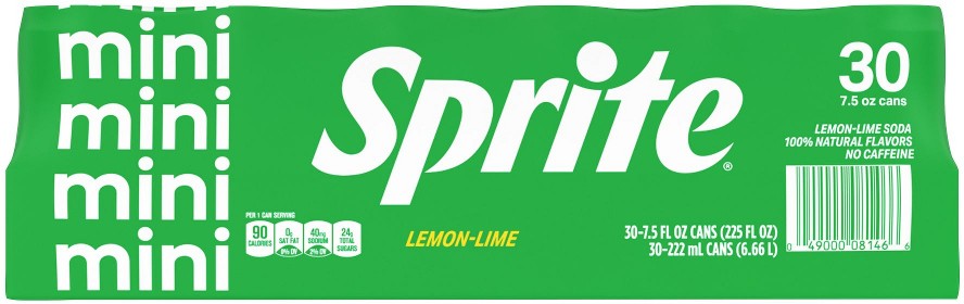 Lemon-Lime Soda Soft Drink, Mini Cans, 30 pk./7.5 fl. oz.