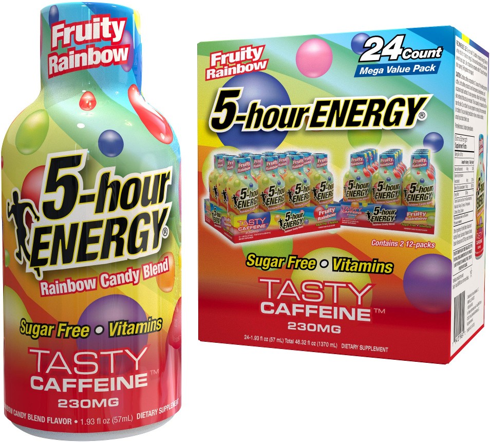 Energy Shot, Extra Strength, Fruity Rainbow, 1.93 fl oz, 24 ct