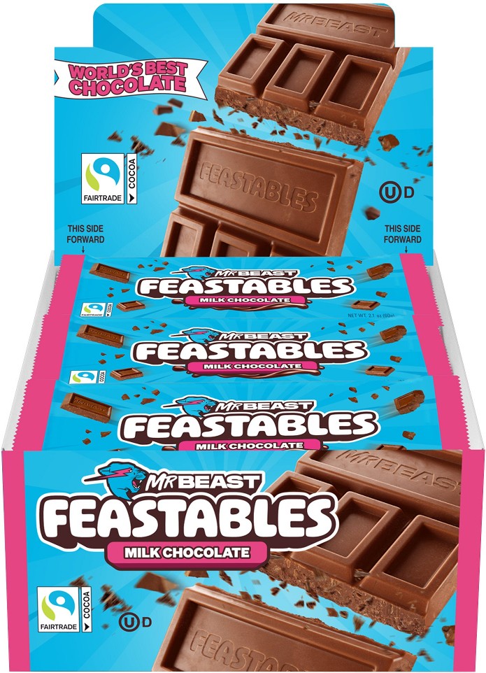 Feastables Milk Chocolate, King Size, 2.1 oz, 24 ct