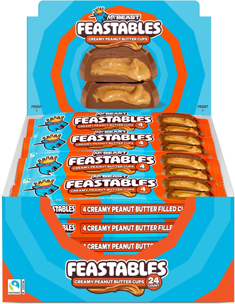 Feastables Creamy Peanut Butter Cups, 2.82 oz, 24 ct