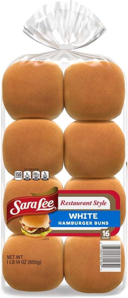 Restaurant Style Hamburger Buns, White, 16 ct