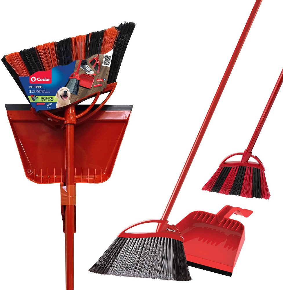 One Sweep & Pet Pro Broom with Step-on Dustpan