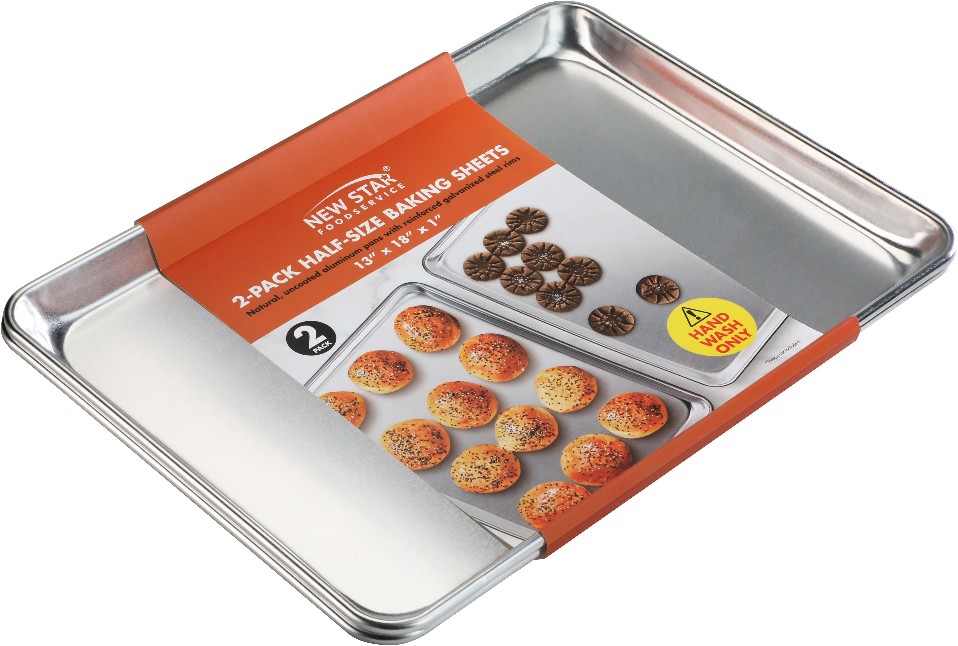 Aluminum Baking Sheet Pan, Half Size, 13"W x 18"L x 1"D, 2 ct