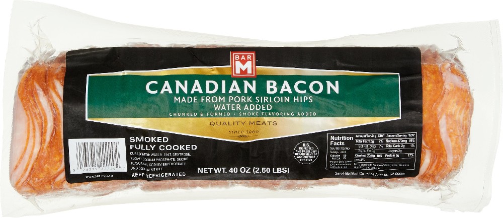 Smoked Canadian Bacon, Sliced, 40 oz