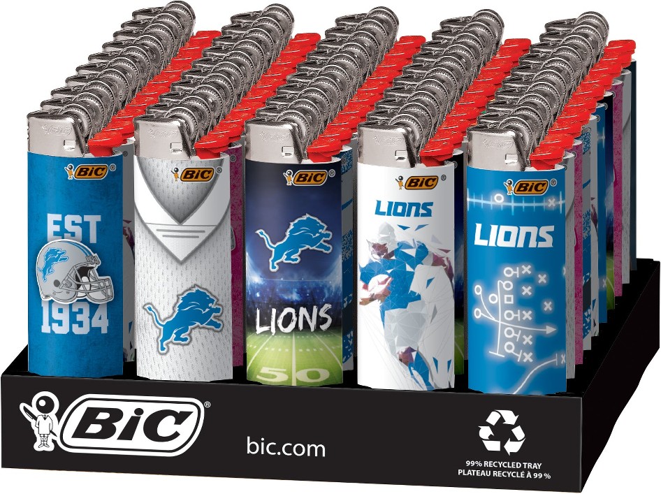 Maxi Pocket Lighter, Special Edition Detroit Lions Collection, Assorted Designs, 50 ct