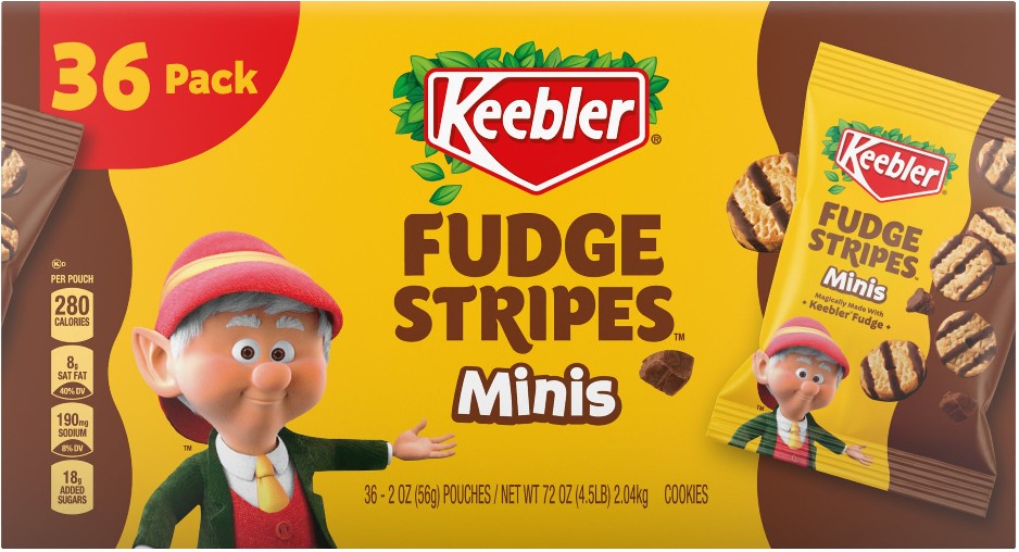 Fudge Stripes Minis Shortbread Cookies, 2 oz, 36-count