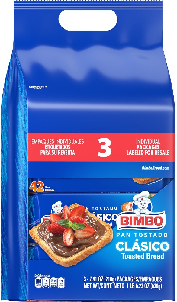 Pan Tostado Blanco, Toasted White Bread, 7.41 oz, 3 ct