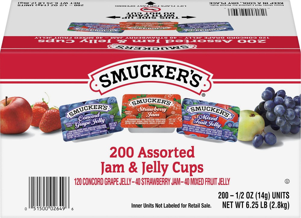 Jam & Jelly Cups, Variety Pack, 0.5 oz, 200 ct