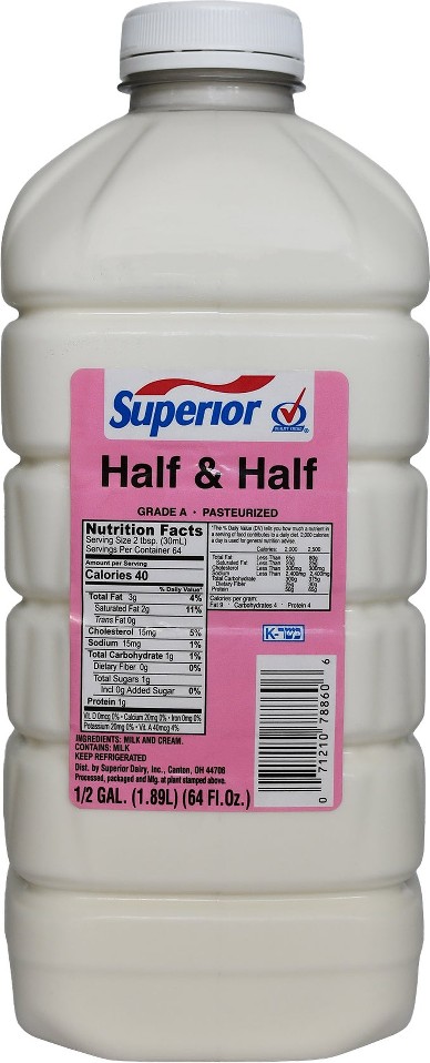 Dairy Half and Half, Half Gallon