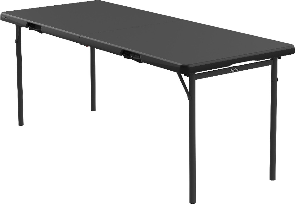 Commercial Fold-In-Half Table, 72"L x 30"W x 29"H, Black