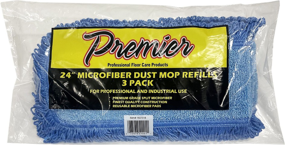 Microfiber Dust Mop Refill for 24" Frame, Blue, 3 ct