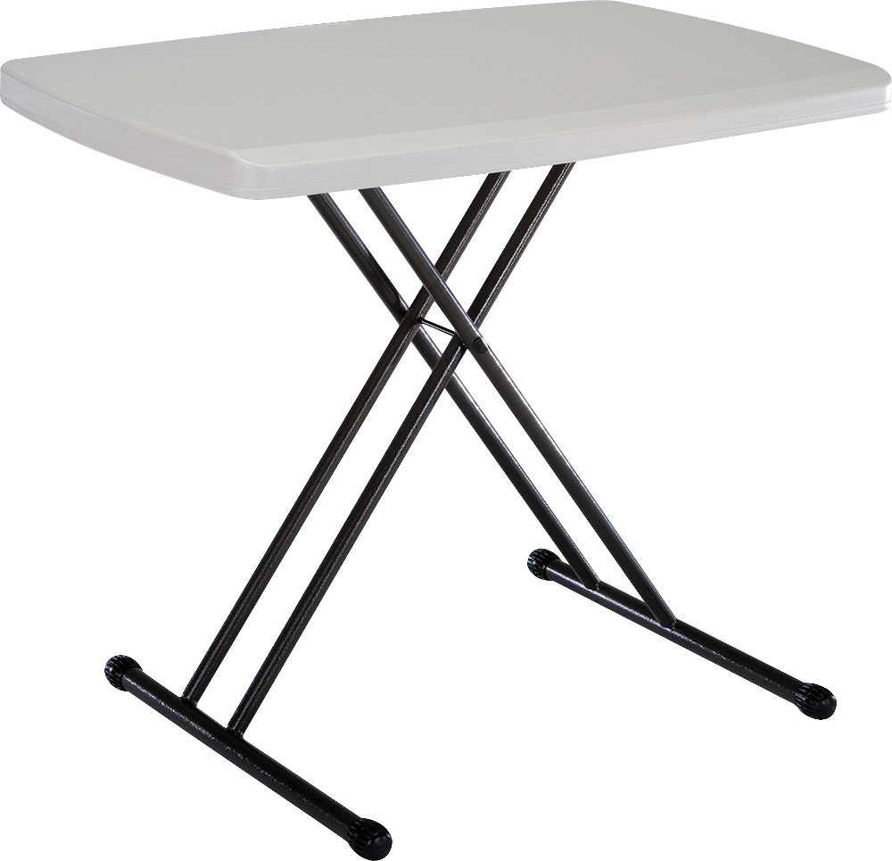 Adjustable Height Personal Folding Table, 30"L x 20"W x 21-28"H, Almond