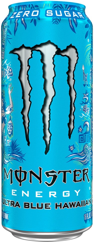 Energy Drink, Zero Sugar, Ultra Blue Hawaiian, 16 fl oz, 24 ct