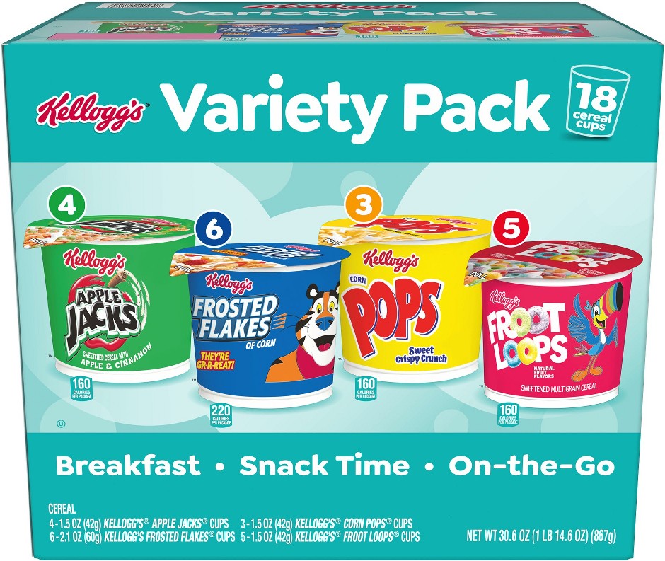 Cereal Cups, Variety Pack, 18 ct