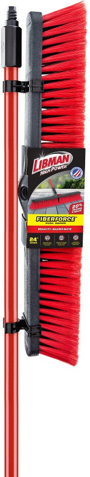 FiberForce 24" Multi-Surface Push Broom, Red