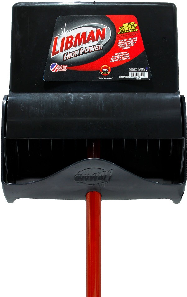 Deluxe Lobby Dustpan and Broom Set, Closed Lid