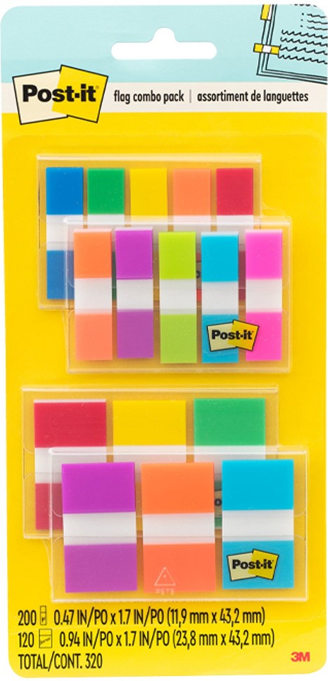 Flag Combo Pack, Assorted Sizes and Colors, 320 ct