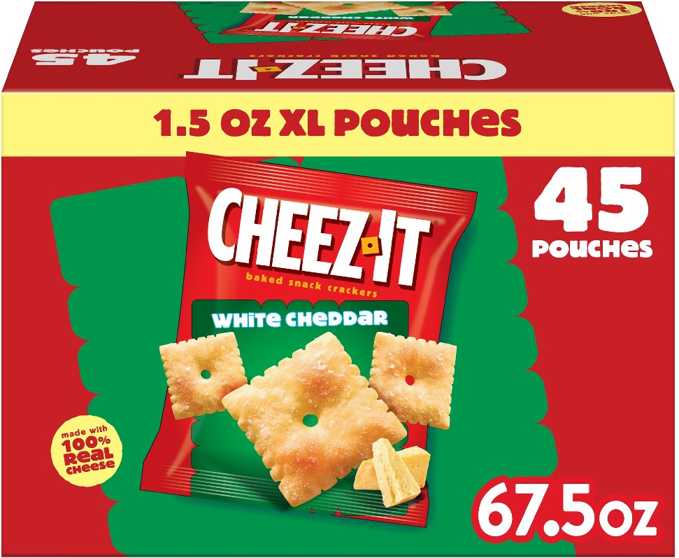 Baked Snack Crackers, White Cheddar, 1.5 oz, 45 ct