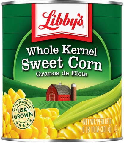 Whole Kernel Sweet Corn, #10 can, 6 lbs 5 oz