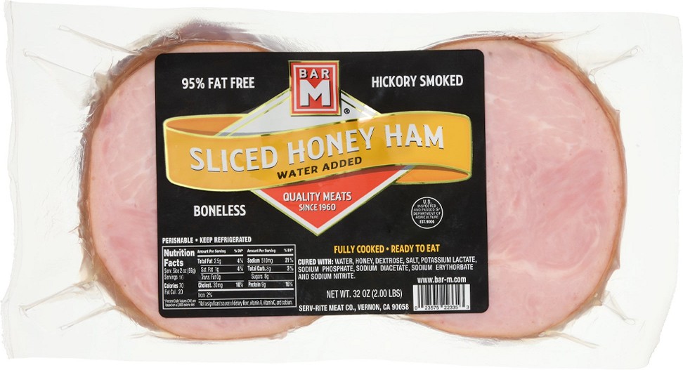 Honey Ham, Sliced, Boneless, Hickory Smoked, 2 lbs
