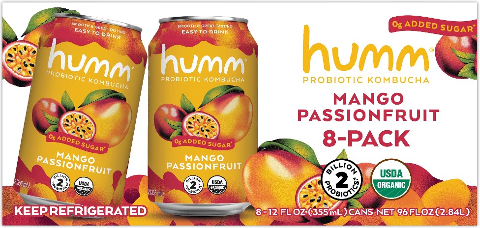 Organic Probiotic Kombucha, Mango Passionfruit, 12 fl oz, 8 ct