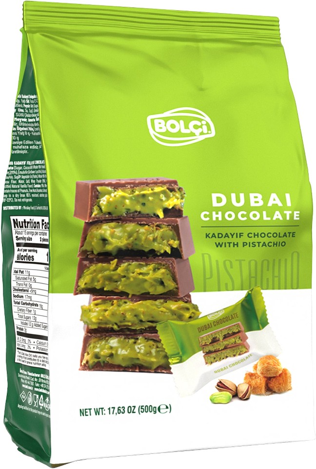Dubai Chocolate Bar, Kadayif and Pistachio, 17.63 oz