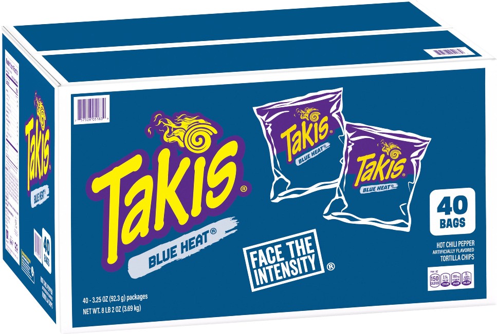 Blue Heat Tortilla Chips, Hot Chili Pepper, 3.25 oz, 40 ct