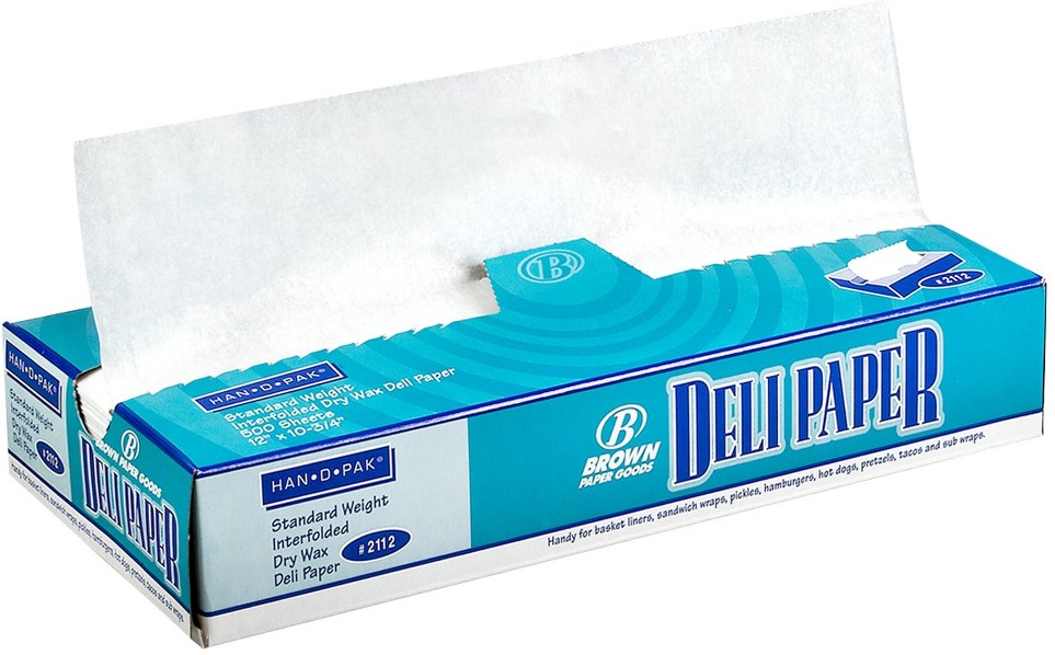 Interfolded Dry Waxed Deli Wrap, White, 12 inchL x 10-3/4 inchW, 500 ct