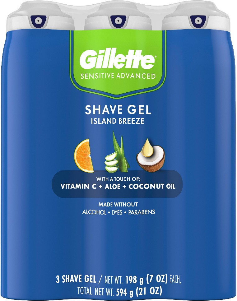Sensitive Advanced Shave Gel, Island Breeze, 7 oz, 3 ct