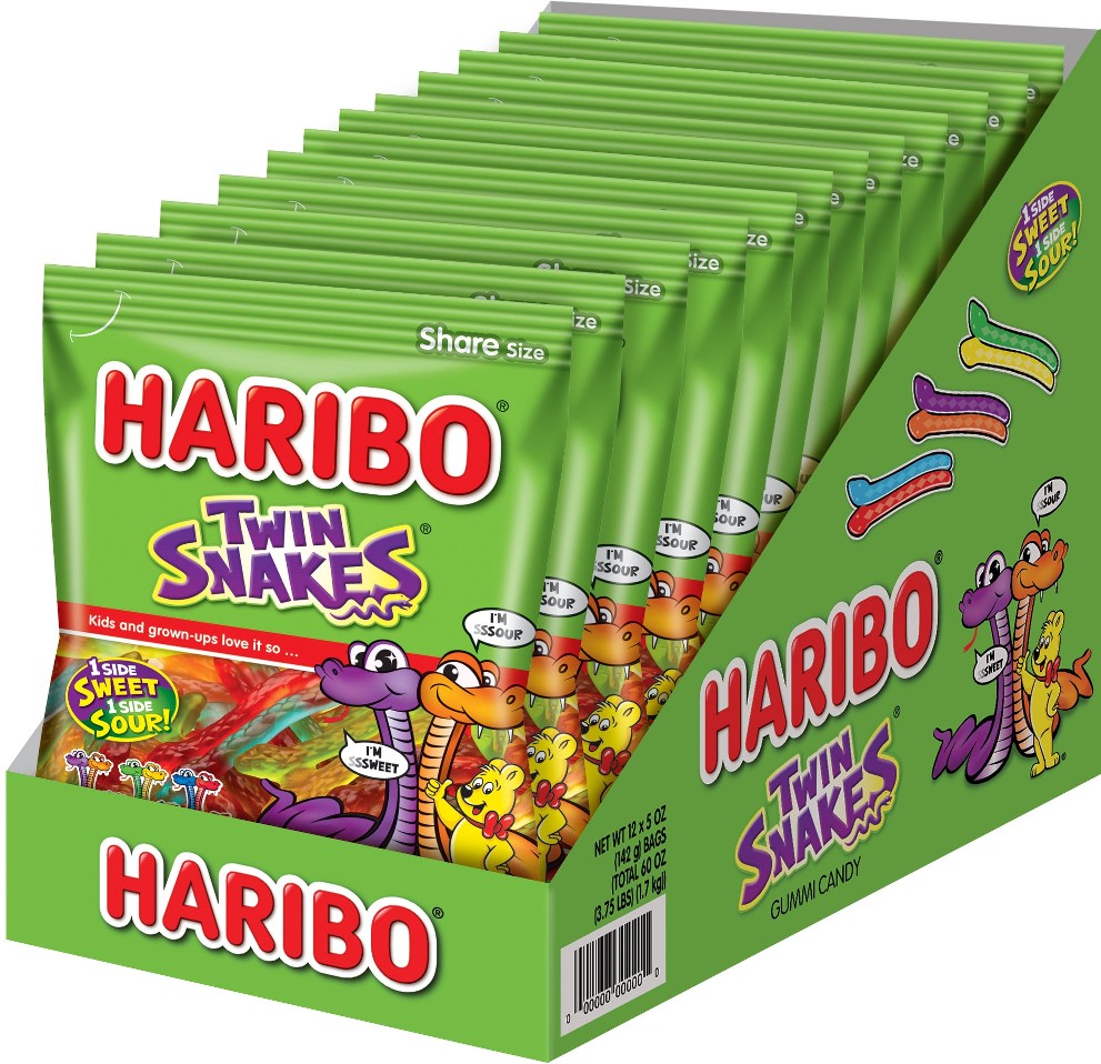 Twin Snakes Gummi Candy, Sweet & Sour, 5 oz, 12 ct