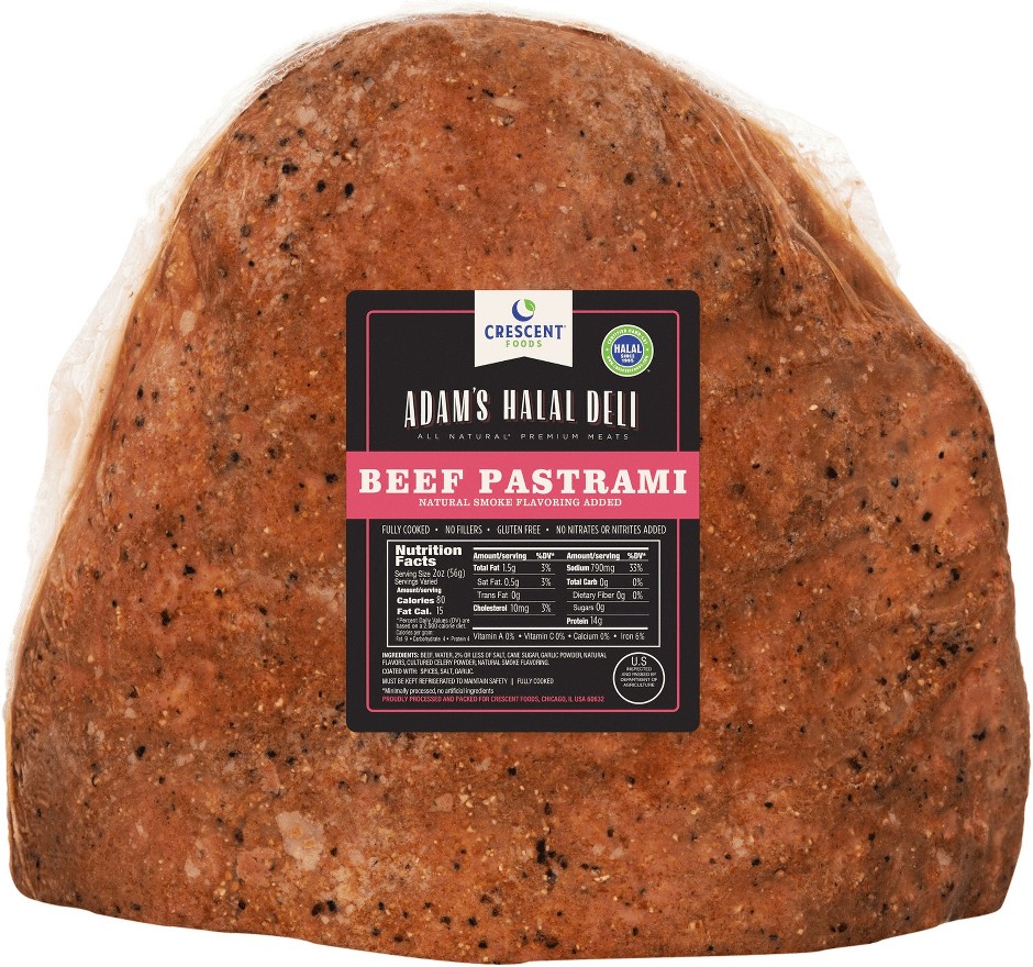 Adam's Halal Deli Beef Pastrami, 7 lb avg wt