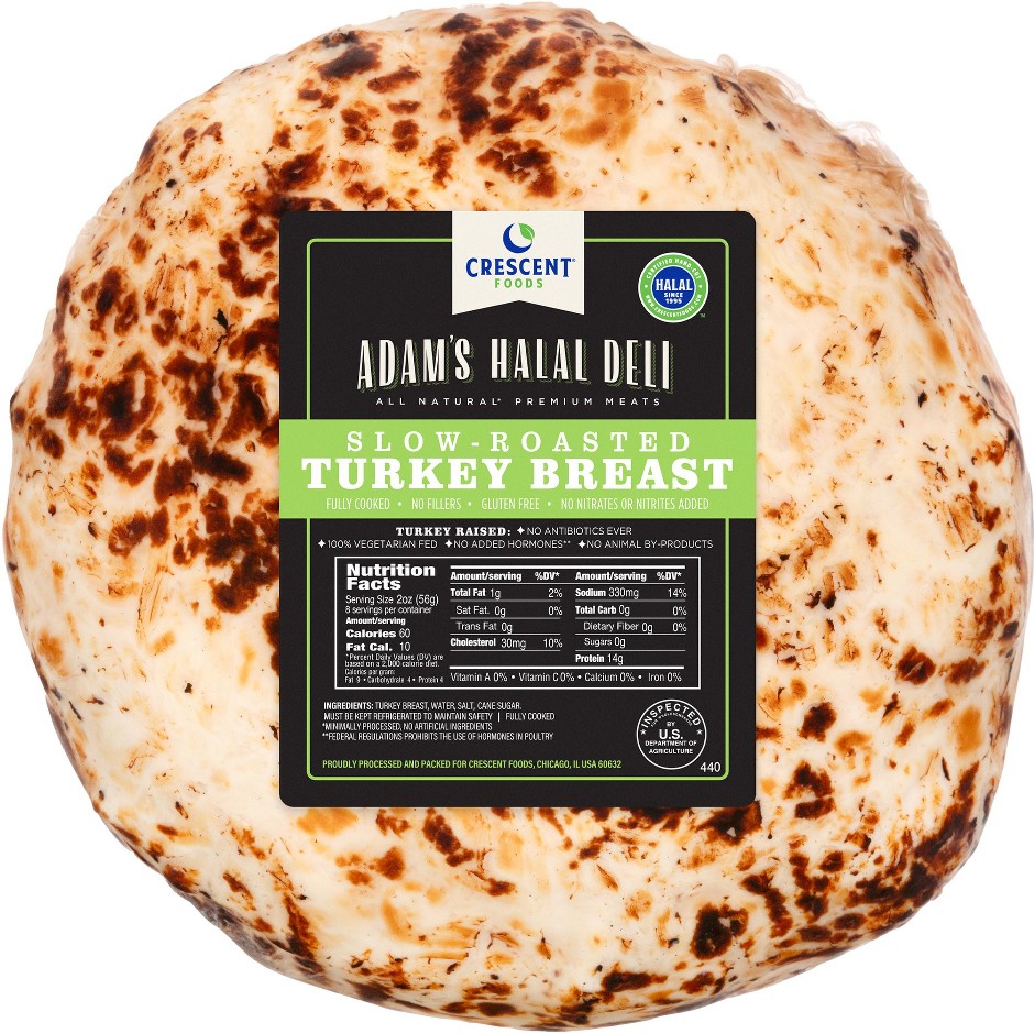 Adam's Halal Deli Slow Roasted Turkey Breast, 8 lb avg wt