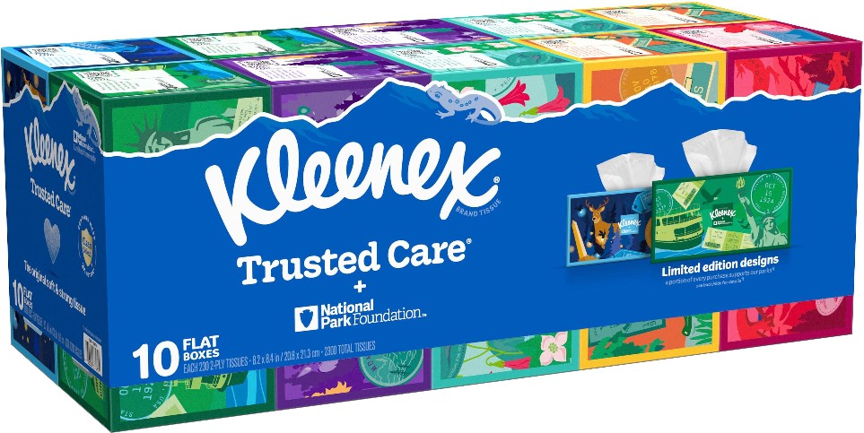 Facial Tissue, 2-Ply, Flat Box, 230 Tissues, 10 ct