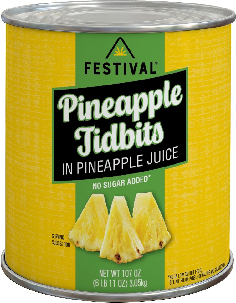 Pineapple Tidbits in Pineapple Juice, #10 can, 107 oz