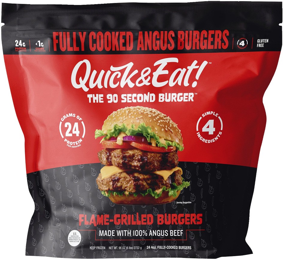 Angus Beef Burgers, Fully-Cooked, 4 oz, 24 ct