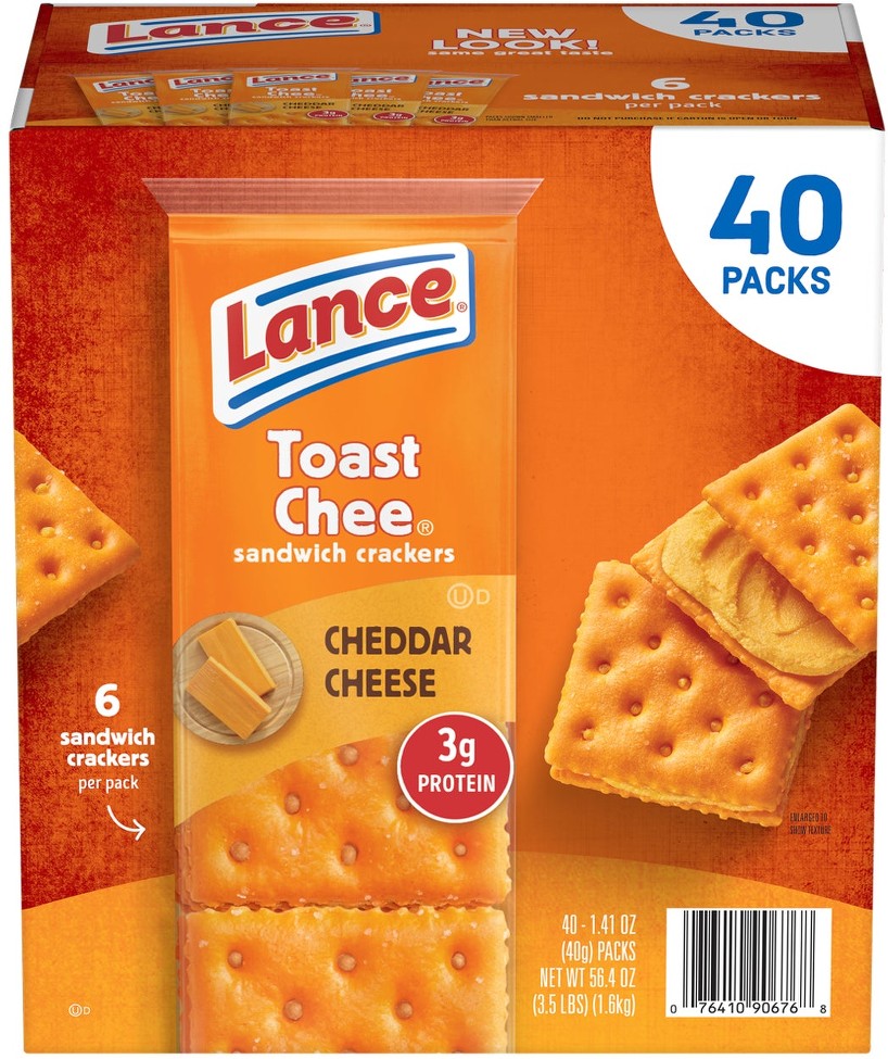 Toast Chee Sandwich Crackers, Cheddar Cheese, 1.41 oz, 40 ct