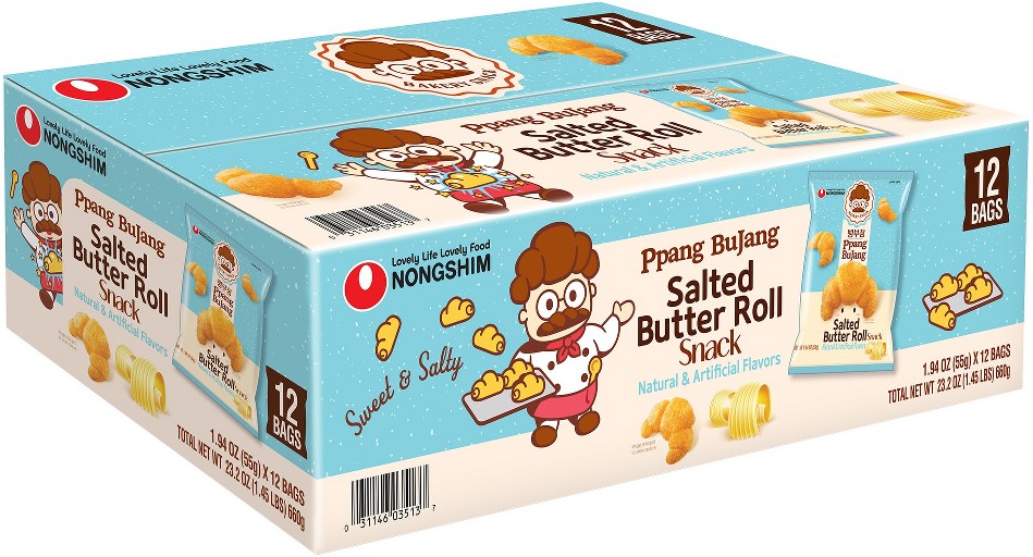 Ppang BuJang Salted Butter Roll Snack, 1.94 oz, 12 ct