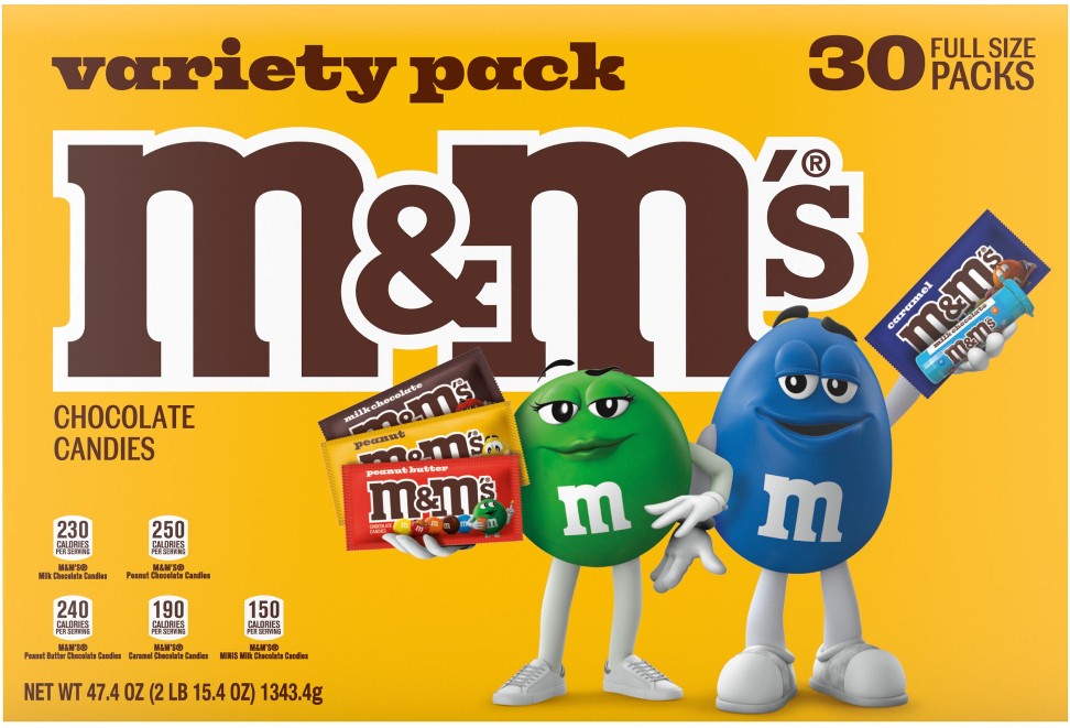 Full Size Chocolate Candy, Variety Pack, 30 ct
