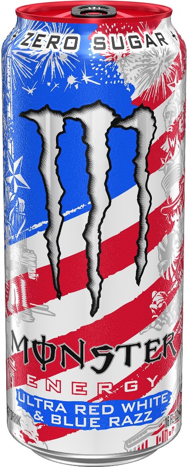 Energy Drink, Zero Sugar, Ultra Red White & Blue Razz, 16 fl oz, 18 ct
