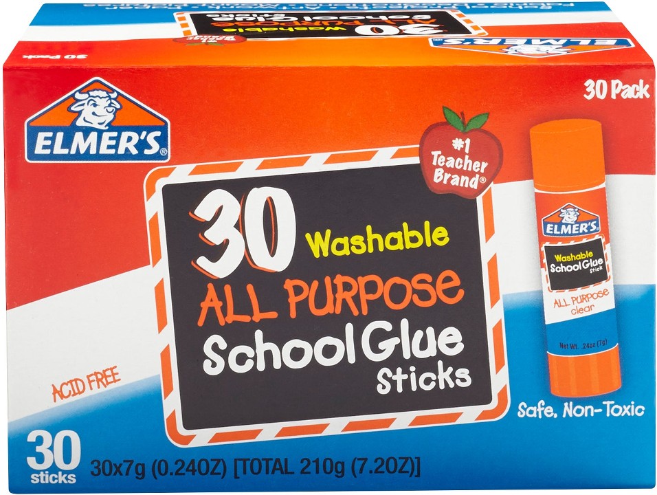All Purpose School Glue Sticks, Washable, 0.24 oz, 30 ct