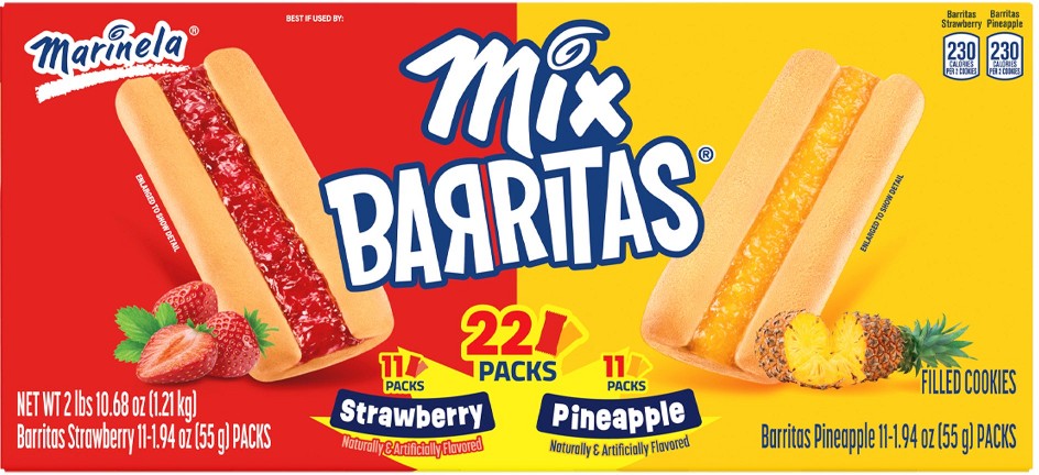 Barritas Fruit Filled Cookies, Variety Pack, 1.94 oz, 22 ct