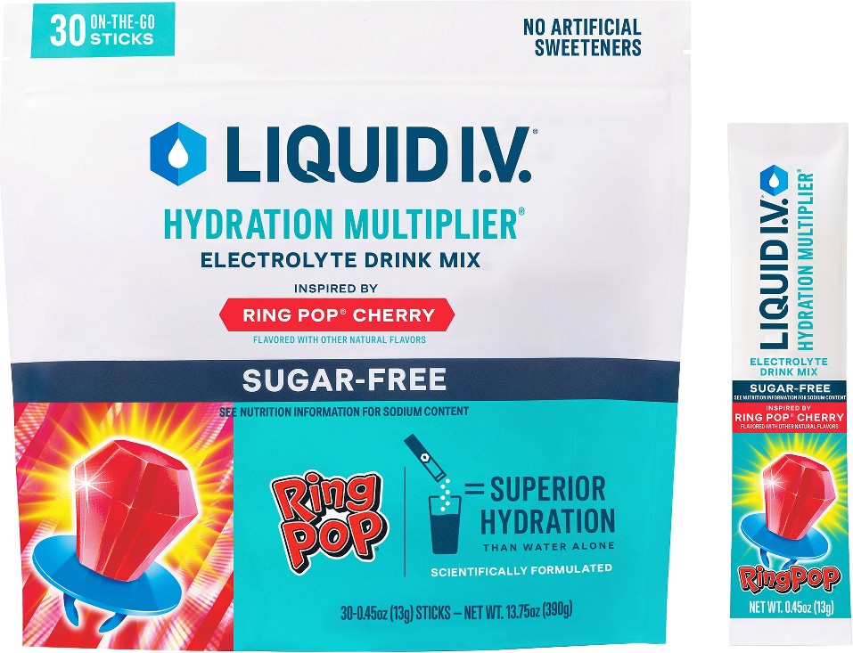 Hydration Multiplier Electrolyte Drink Mix, Sugar Free, Ring Pop Cherry, 0.45 oz, 30 ct