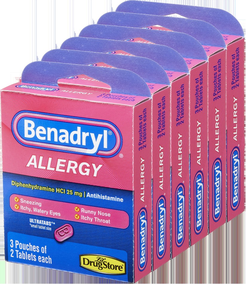 Allergy, Diphenhydramine HCI 25 mg Ultratabs, 6 per Pouch, 6 Trial Packs
