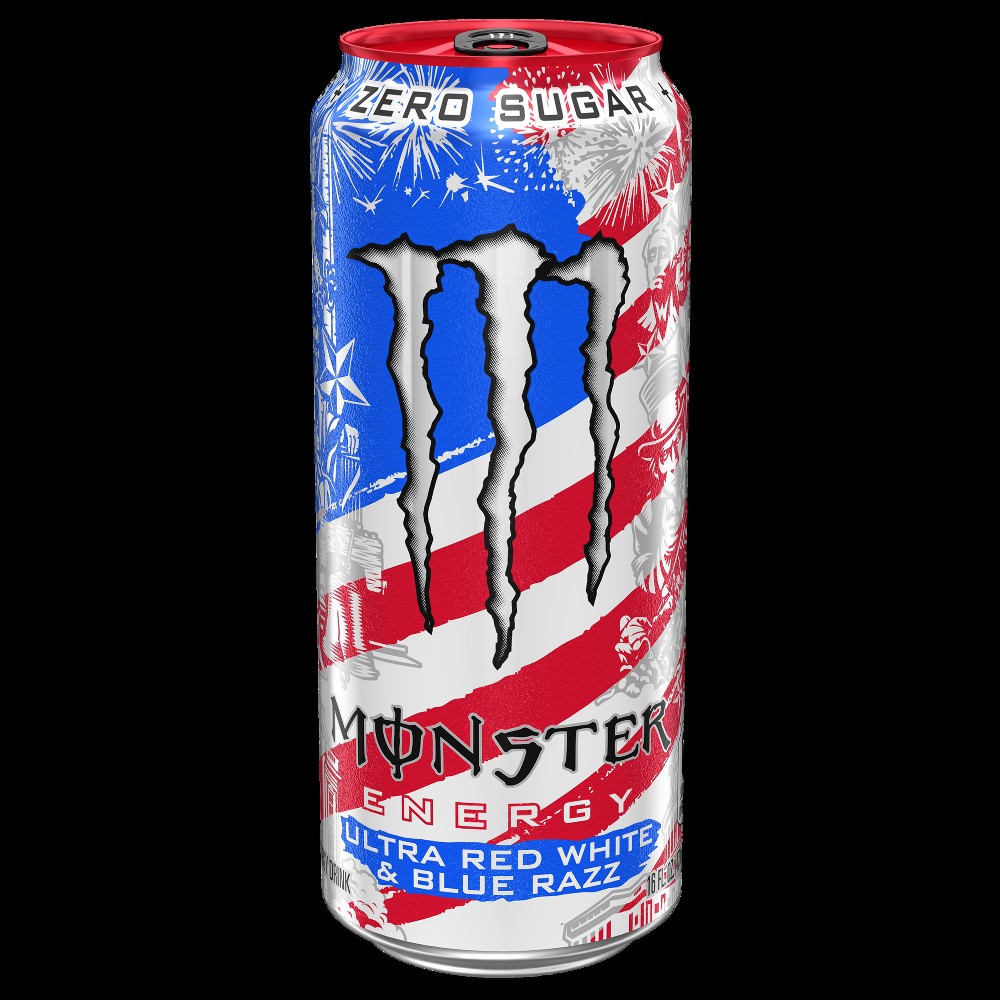 Energy Drink, Zero Sugar, Ultra Red White & Blue Razz, 16 fl oz, 18 ct