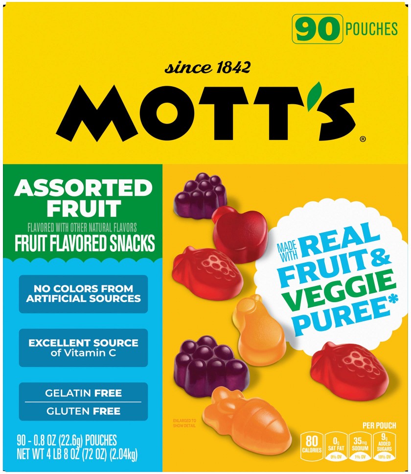 Fruit Flavored Snacks, Assorted Fruit, 0.8 oz, 90 ct